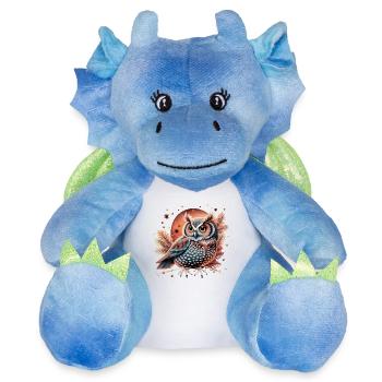 hibou_ chouette mignon - Peluche dragon 22 cm - blanc/bleu - Devant