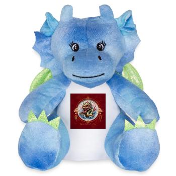 Bonne année du Dragon Chinois. - Peluche dragon 22 cm - blanc/bleu - Devant