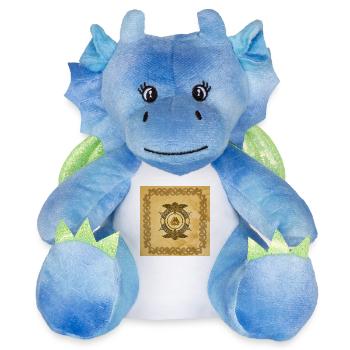Elégant noeud celtique de couleurs dorées. - Peluche dragon 22 cm - blanc/bleu - Devant