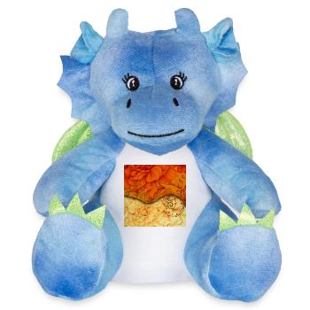 Design floral élégant - Peluche dragon 22 cm - blanc/bleu - Devant
