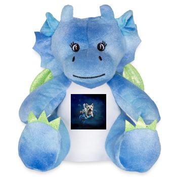 Doux petit Highland de l’Ouest avec des fleurs - Peluche dragon 22 cm - blanc/bleu - Devant