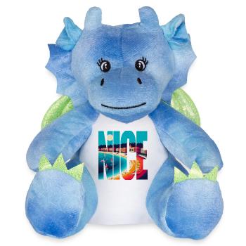 Nice Colorful Panoramic - Plush Toy Dragon 22 cm - white/blue - Front