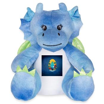 Planche de surf élégante - Peluche dragon 22 cm - blanc/bleu - Devant