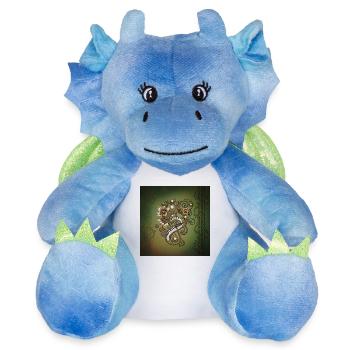 Clavier de piano steampunk incurvé. - Peluche dragon 22 cm - blanc/bleu - Devant