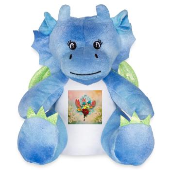 Les sympathiques oiseaux de bonne humeur - Peluche dragon 22 cm - blanc/bleu - Devant