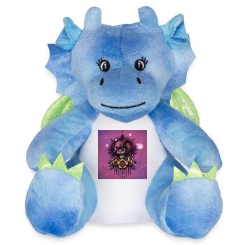 Le hibou steampunk : gardien des secrets. - Peluche dragon 22 cm - blanc/bleu - Devant