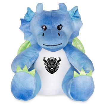 Tête de bison - Peluche dragon 22 cm - blanc/bleu - Devant
