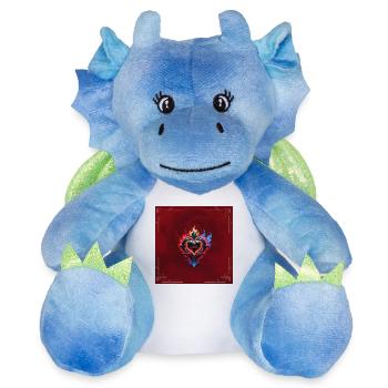 Un cœur enflammé, le feu de l’amour. - Peluche dragon 22 cm - blanc/bleu - Devant