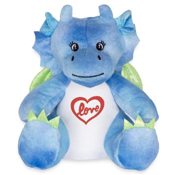 Cœur amoureux - Peluche dragon 22 cm - blanc/bleu - Devant