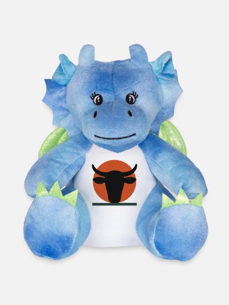 Astraler Stierkopf - Plüschtier Drache 22 cm - Weiß/Blau