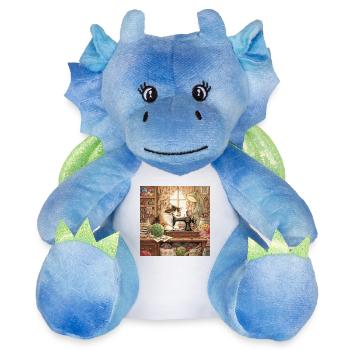 Câlins à la machine à coudre de Cat Studio - Peluche dragon 22 cm - blanc/bleu - Devant