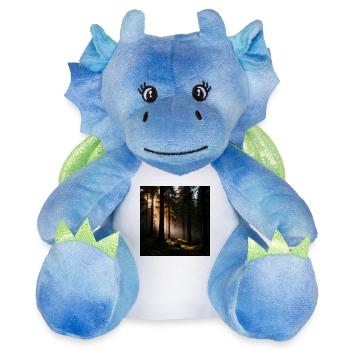 Affiche de survie en forêt en bushcraft - Peluche dragon 22 cm - blanc/bleu - Devant