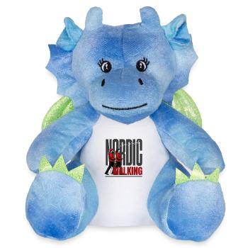 T-shirt de marche nordique - Peluche dragon 22 cm - blanc/bleu - Devant