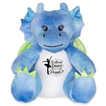Cadeau pour danseur de ballet et professeur de ballet - Peluche dragon 22 cm - blanc/bleu - Devant