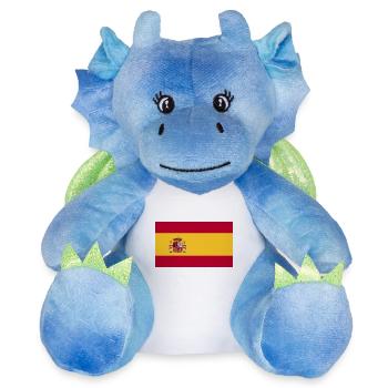 Drapeau national de l’Espagne - Peluche dragon 22 cm - blanc/bleu - Devant