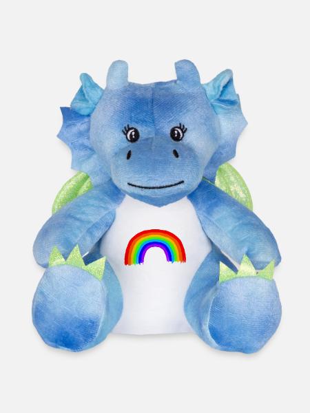 Rainbow / RGB - Plush Toy Dragon 22 cm - white/blue