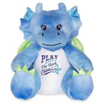 Rêves d’enfance Citation inspirante Design - Peluche dragon 22 cm - blanc/bleu - Devant