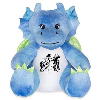 Wedding couple - Plush Toy Dragon 22 cm - white/blue - Front