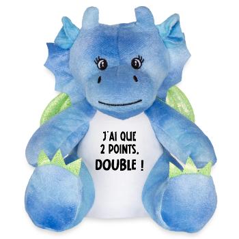 j'ai que deux points, double ! - Peluche dragon 22 cm - blanc/bleu - Devant