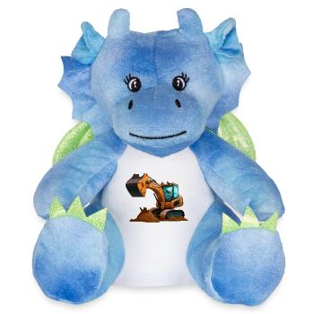 Grande pelle - Peluche dragon 22 cm - blanc/bleu - Devant