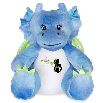 Fille au chapeau - Peluche dragon 22 cm - blanc/bleu - Devant