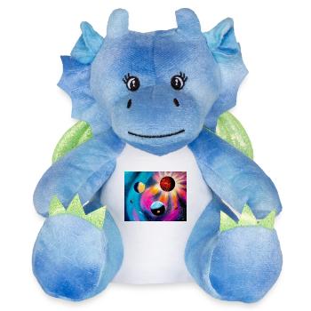Galaxie colorée - Peluche dragon 22 cm - blanc/bleu - Devant