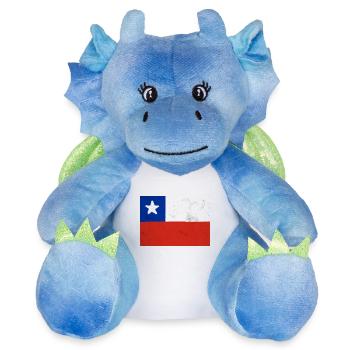 Drapeau du Chili - Peluche dragon 22 cm - blanc/bleu - Devant
