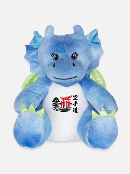 Karaté Nature - Peluche dragon 22 cm - blanc/bleu