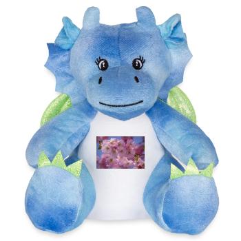 Fleurs de cerisier suivies de fleurs roses - Peluche dragon 22 cm - blanc/bleu - Devant