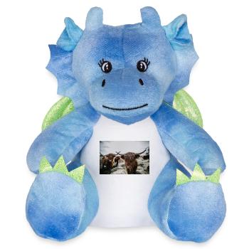 Bovins écossais des Highlands - Peluche dragon 22 cm - blanc/bleu - Devant