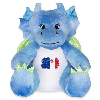 Drapeau de l’UE Japon Fusion Cross - Peluche dragon 22 cm - blanc/bleu - Devant