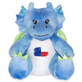 Fusion des drapeaux UE-France - Peluche dragon 22 cm - blanc/bleu - Devant
