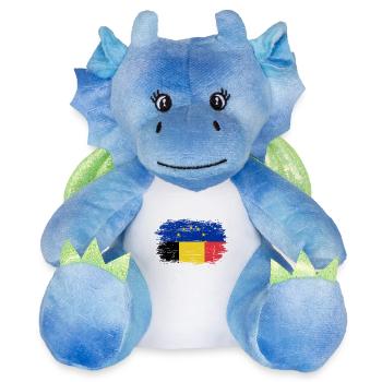UE Roumanie Drapeau Fusion - Peluche dragon 22 cm - blanc/bleu - Devant