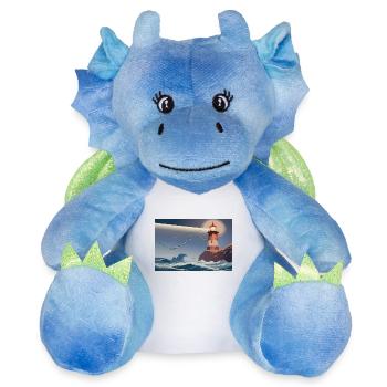 Phare la nuit - Peluche dragon 22 cm - blanc/bleu - Devant