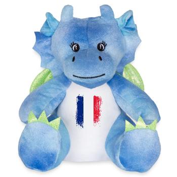 Coup de pinceau Drapeau français - Peluche dragon 22 cm - blanc/bleu - Devant