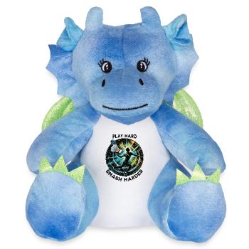 Play Hard, Smash Harder - Plush Toy Dragon 22 cm - white/blue - Front