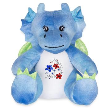 Vennes florales, ornement - Peluche dragon 22 cm - blanc/bleu - Devant
