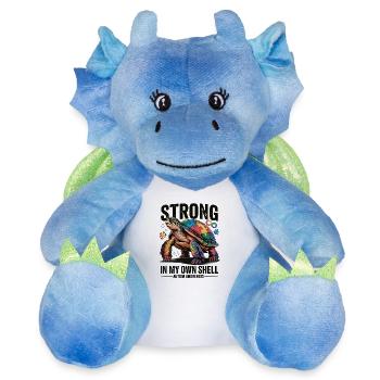 T-shirt Tortue de sensibilisation à l’autisme - Peluche dragon 22 cm - blanc/bleu - Devant