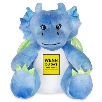 Si vous pouvez lire ceci - Peluche dragon 22 cm - blanc/bleu - Devant