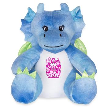 Nouvelle commande graphique Pulp Art rose - Peluche dragon 22 cm - blanc/bleu - Devant