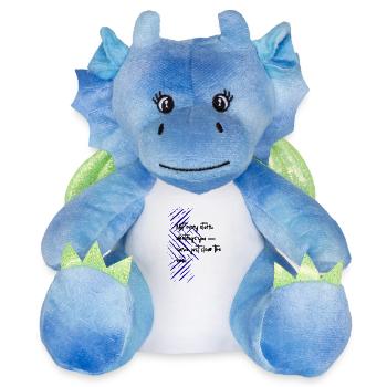 Trappe diagonale bleue Design abstrait - Peluche dragon 22 cm - blanc/bleu - Devant