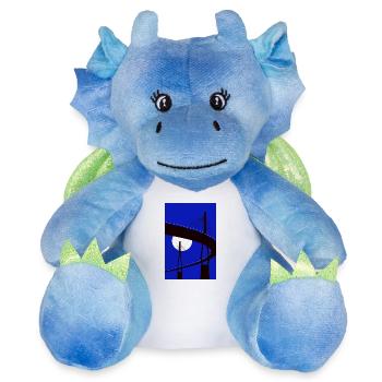 Hambourg Pont Köhlbrand - Peluche dragon 22 cm - blanc/bleu - Devant