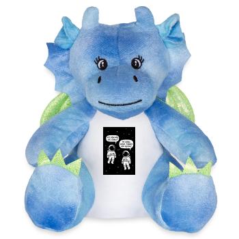 Astronautes parlant dans le dessin animé cosmos - Peluche dragon 22 cm - blanc/bleu - Devant