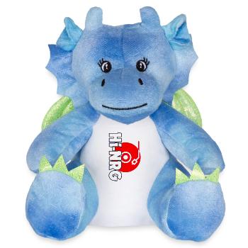 Hi-NRG Italo Disco Chemise - Peluche dragon 22 cm - blanc/bleu - Devant