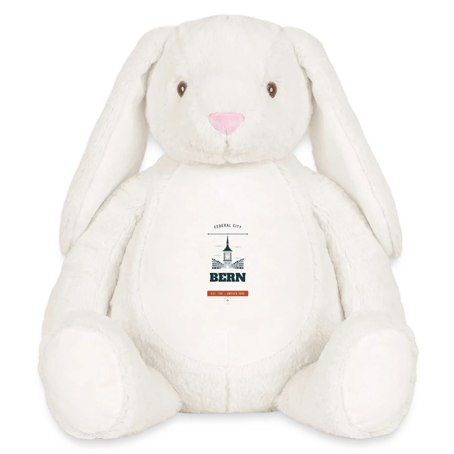 Bern badge on a plush toy bunny 45 cm, cream/cream, front