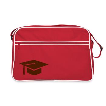 doktorhut uni abi barett doktorhut mortarboard - Retro Tasche - Rot/Weiß - Vorne
