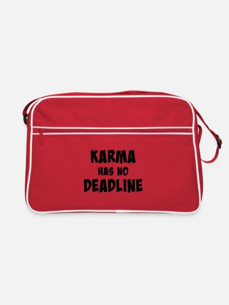 Karma has no deadline - Retro Tasche - Rot/Weiß - Vorne