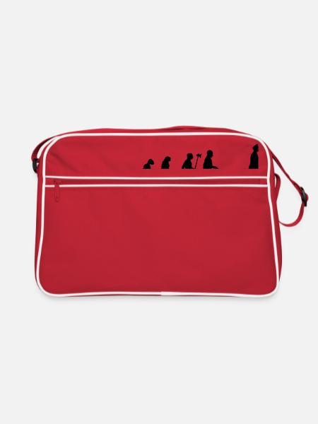 evolution pilot Flugzeug Pilot Flieger - Retro Tasche - Rot/Weiß - Vorne