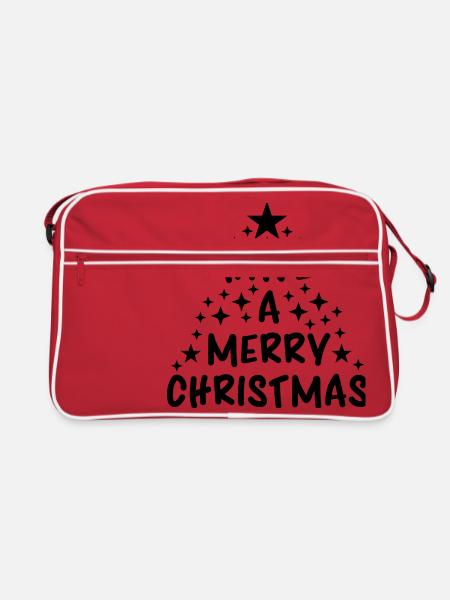 sapin étoiles design cool avoir un joyeux c - Sac Retro - rouge/blanc - Devant