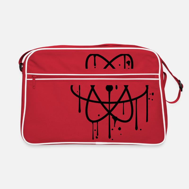 graffiti tropfen spray atom symbol zeichen cool kr - Retro Tasche - Rot/Weiß